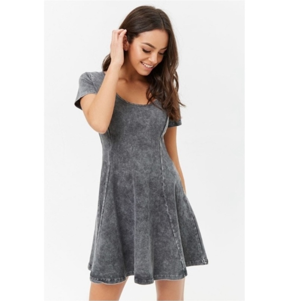 Acid Wash Grey Forever21 Skater Dress